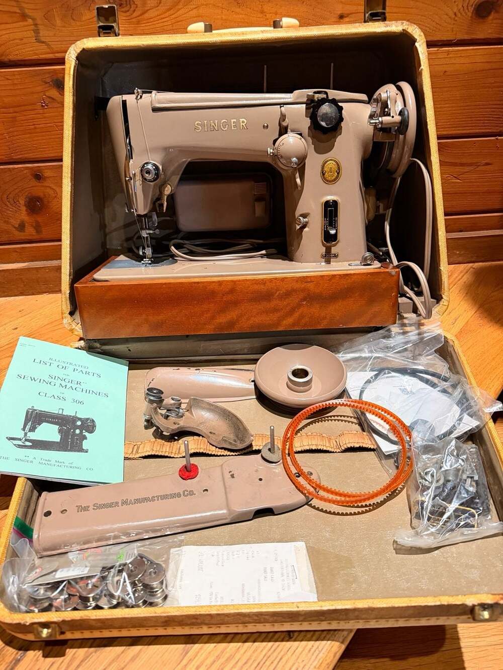 Tested & Working Vintage Singer 306K Sewing Machine with Case and Accessories
